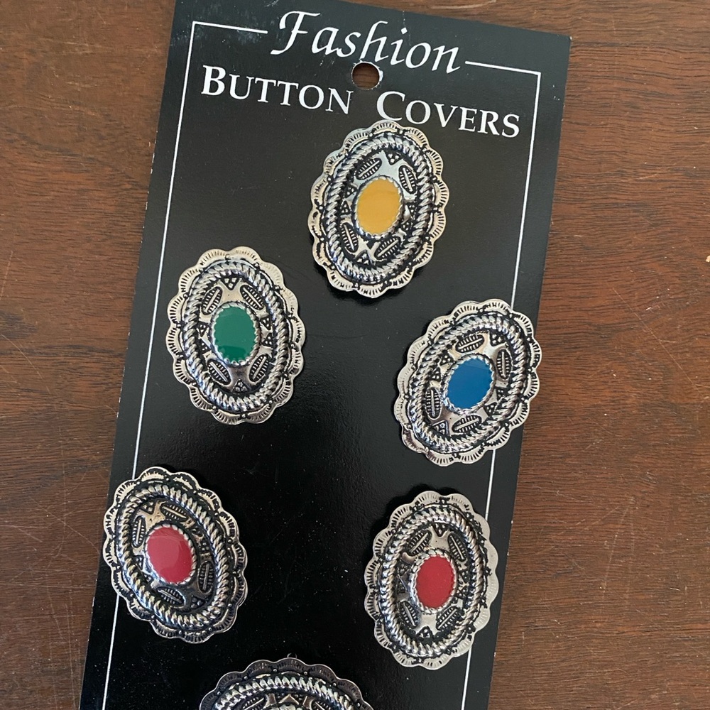 Vintage Fashion Button Covers Vintage Western Cowboy Style set of 6 new in pkg